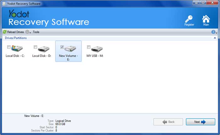 select the sd card or the memory card from where you want to recover voice recorder files